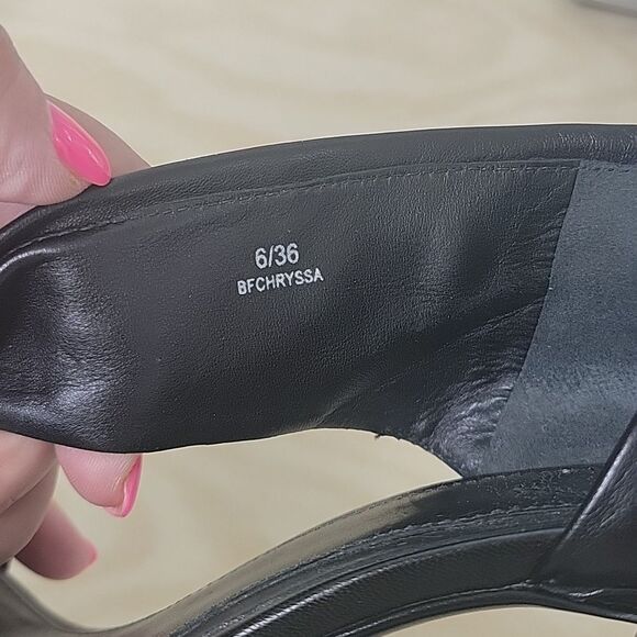 Brian Atwood Chryssa Leather Black Sandal Heel 6/36 Size - Picture 9 of 9